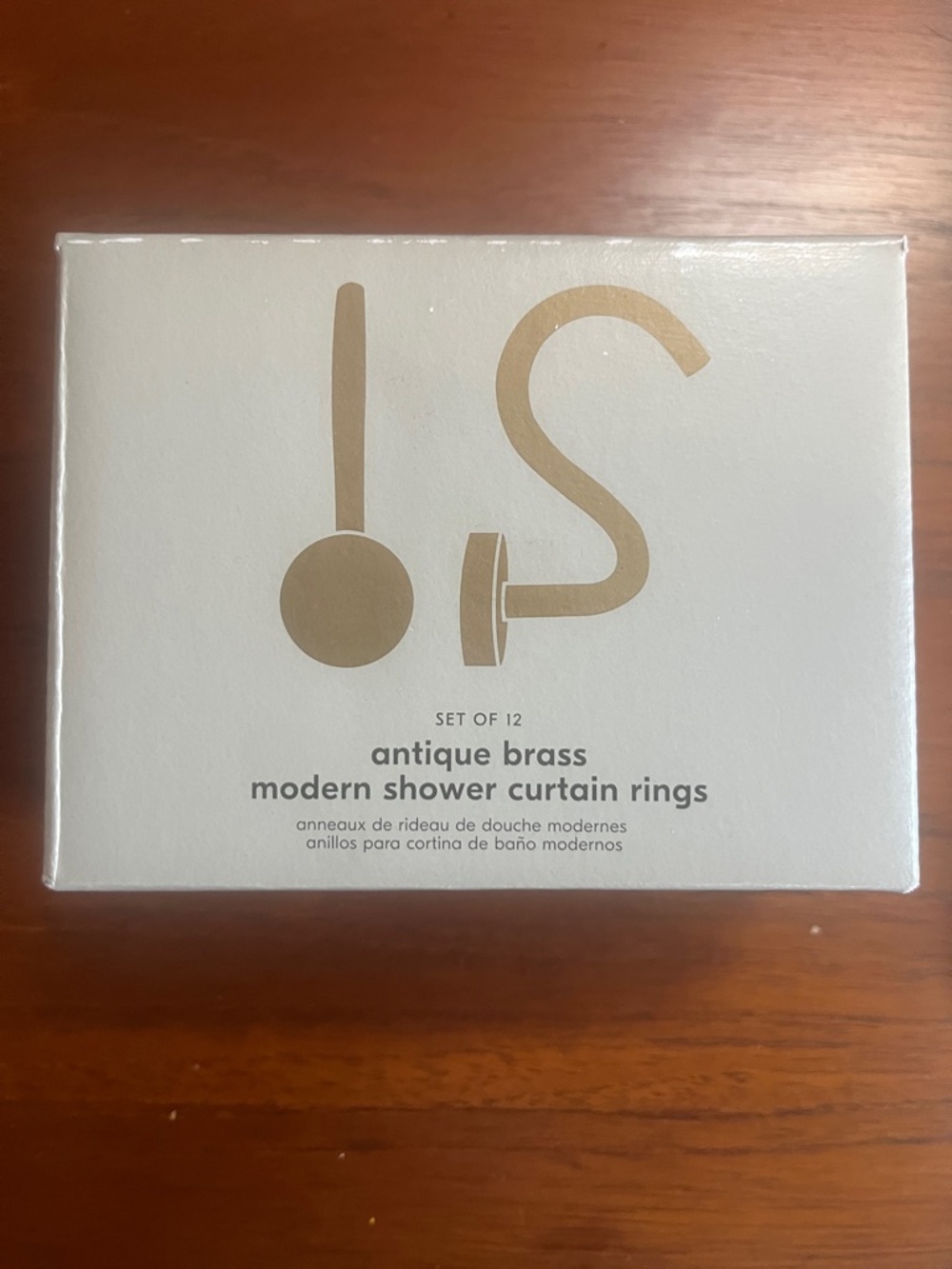 West Elm Antique Brass Modern Shower Curtain Rings - Brass